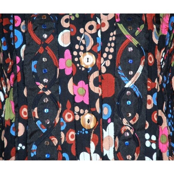 Sara Studio Colorful Bold Retro Size XL Lightweight Shacket Button Front Sequin - Picture 5 of 10